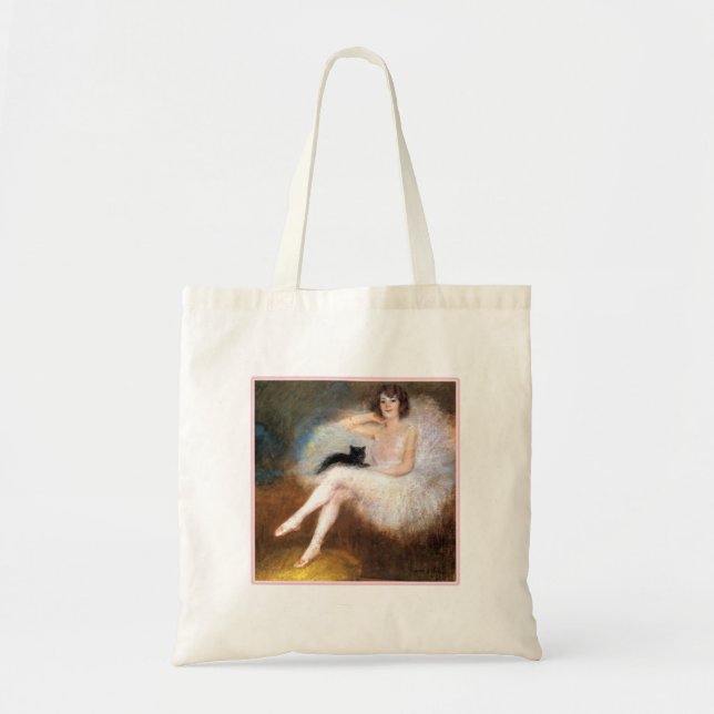 Bolso De Tela Ballerina y gato negro (Frente)