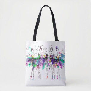 Bolso De Tela Ballerinas acuarelas: Ilustracion de danza brillan