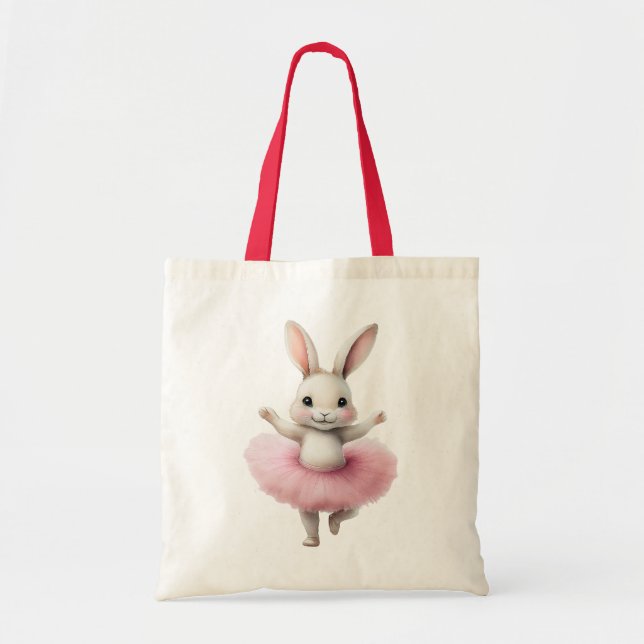 Bolso De Tela Ballet bailarín de conejo blanco (Frente)