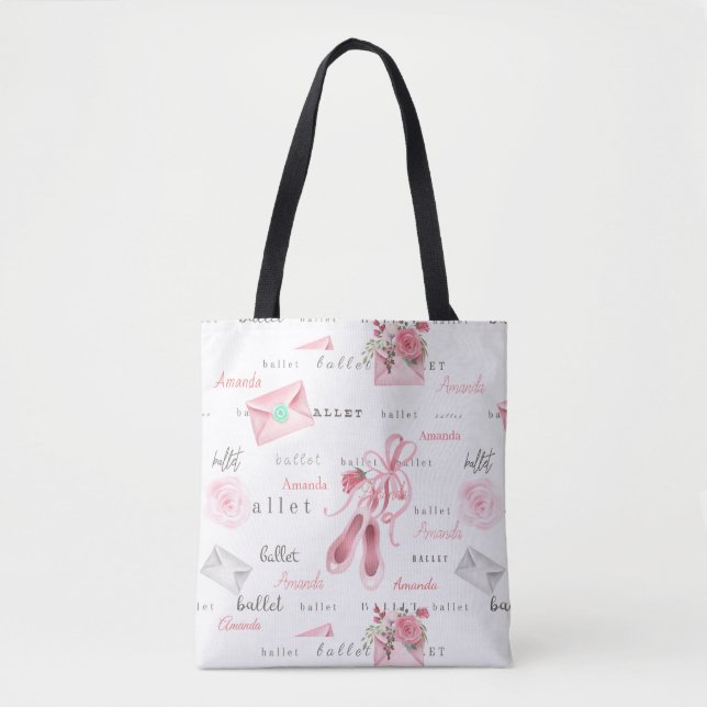 Bolso De Tela Ballet Ballerina Bonito regalo personalizado rosa (Anverso)