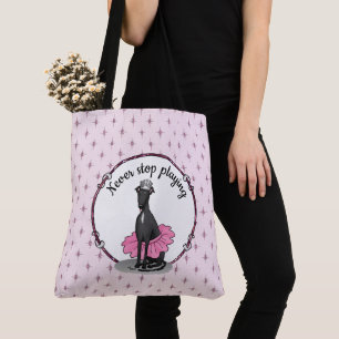 Bolso De Tela Ballet Ballerina Princess Greyhound Dog (negro)