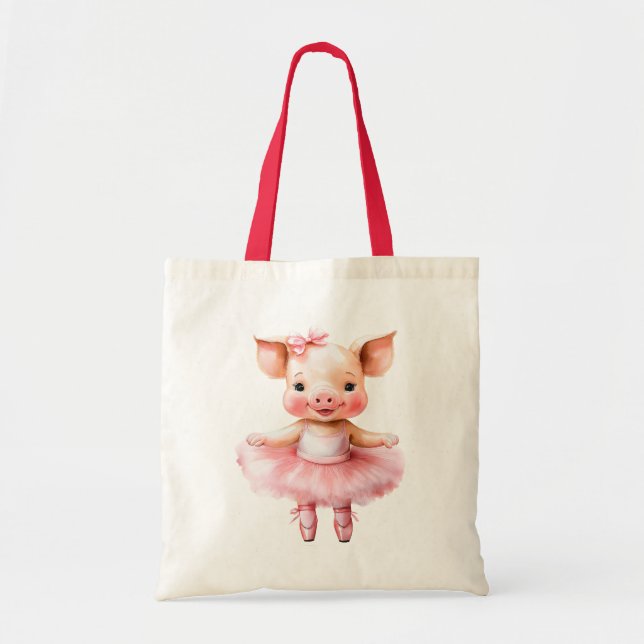 Bolso De Tela Ballet de baile de cerdito lindo (Frente)