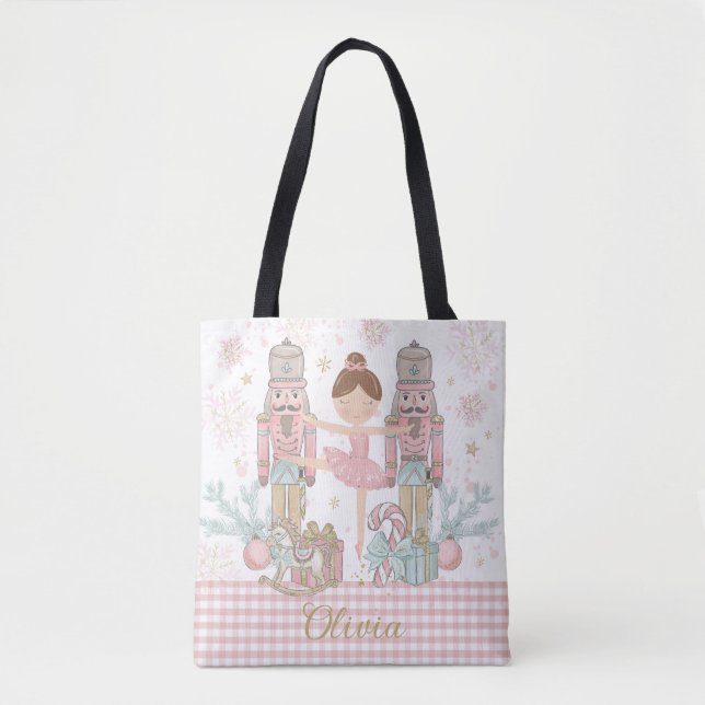 Bolso De Tela Ballet de Navidades rosados caprichosos (Anverso)
