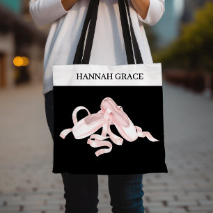 Bolso De Tela Ballet Pointe Shoe Rosa y Negro