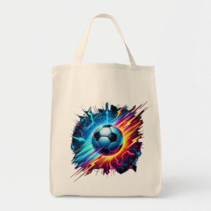 Bolso De Tela Balón de fútbol eléctrico futurista relámpago