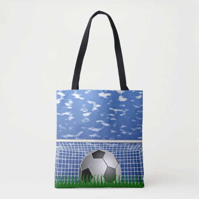 Bolso De Tela Balón de fútbol en la red, diseño popular, (Anverso)
