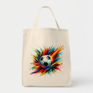 Bolso De Tela Balón de fútbol futurista abstracto