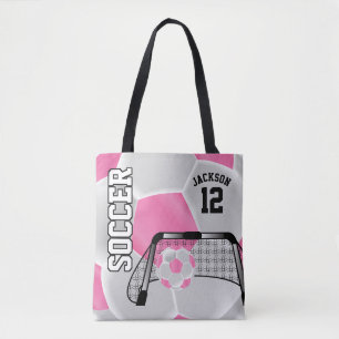 Bolso De Tela Balón de fútbol rosado y blanco