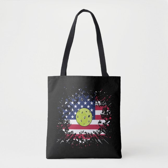 Bolso De Tela Balón de pelota con bandera estadounidense con pel (Anverso)