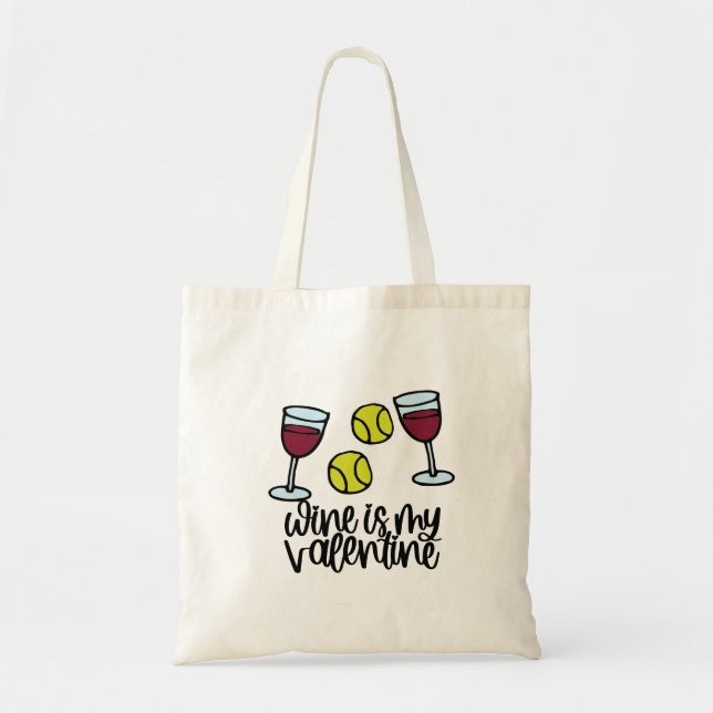 Bolso De Tela Balón de tenis y vino (Frente)