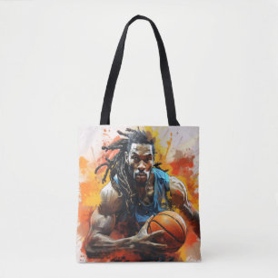 Bolso De Tela Baloncesto Acción Pintura deportiva Resumen Art De