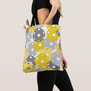 Bolso De Tela 💛 Baloncesto - amarillo, gris sobre blanco, col