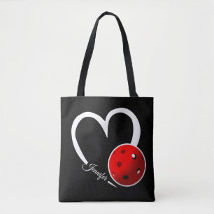 Bolso De Tela Baloncesto Amor Baloncesto Rojo Corazón Blanco