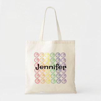 Bolso De Tela Baloncesto arcoiris con nombre