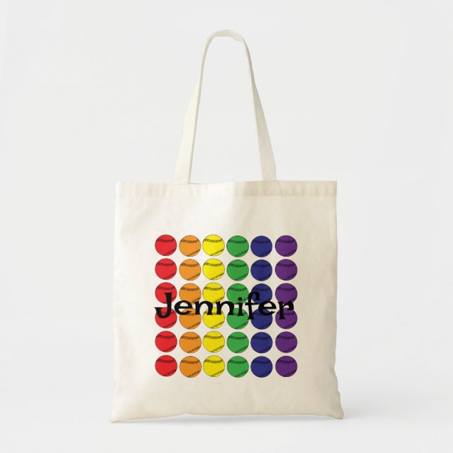 Bolso De Tela Baloncesto arcoiris con nombre (Frente)