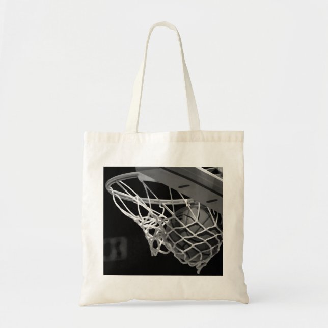 Bolso De Tela Baloncesto blanco y negro (Frente)