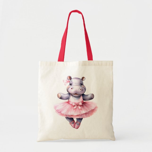 Bolso De Tela Baloncesto de baile Cute hippo (Frente)