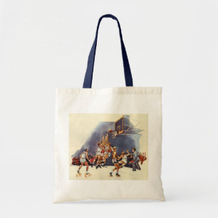 Bolso De Tela Baloncesto Deportivo Vintage, Jugadores en un Jueg