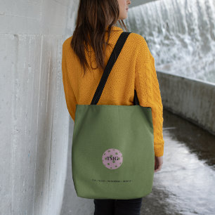 Bolso De Tela Baloncesto Monograma Oliva Verde y Rosa