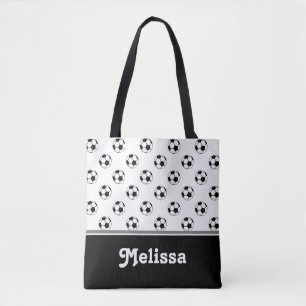 Bolso De Tela Balones de fútbol blancos y negros el