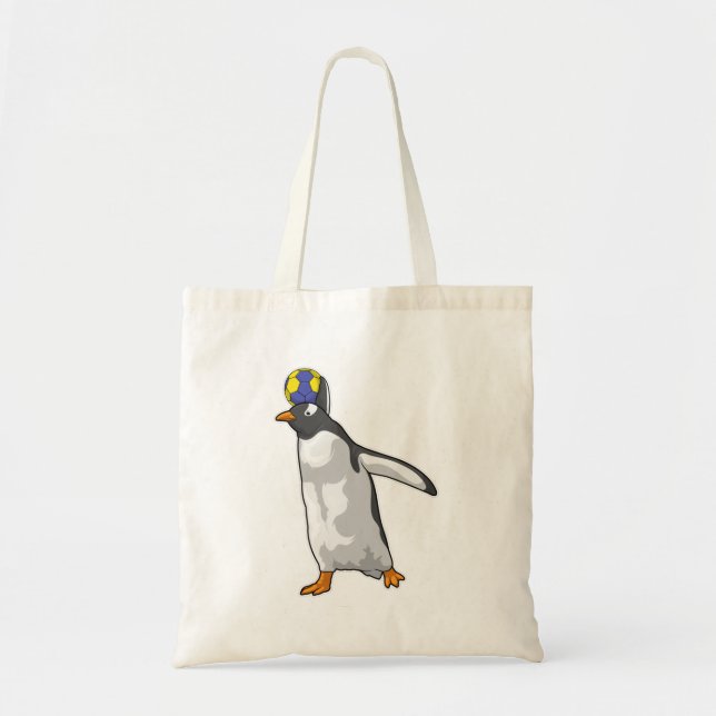 Bolso De Tela Balonmano del jugador de balonmano de pingüino (Frente)