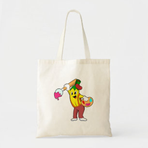 Bolso De Tela Banana como pintora con pincel de pintura
