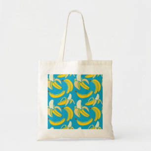 Bolso De Tela Bananas amarillas, patrón de fondo azul