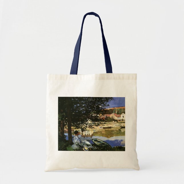 Bolso De Tela Banco del Sena, Bennecourt por Claude Monet (Frente)