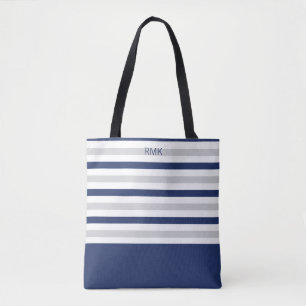 Bolso De Tela Banda azul y gris monograma