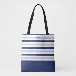 Bolso De Tela Banda azul y gris monograma