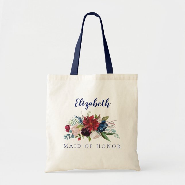Bolso De Tela Banda de honor Tote Bag con un Bouquet floral (Frente)