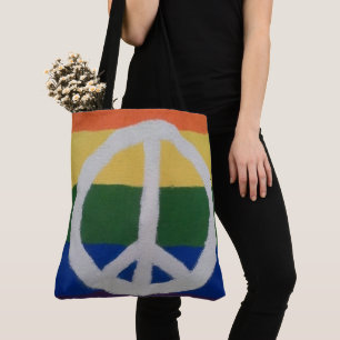 Bolso De Tela Banda de señas de paz con arco iris