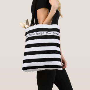 Bolso De Tela Banda Moderna Negra Y Blanca