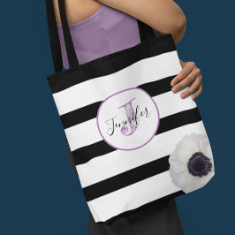 Bolso De Tela Banda negra y monogramada anémona personalizada