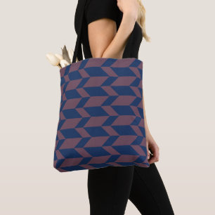 Bolso De Tela Banda negrita doble tona Chevron Stripe Oscuro Azu