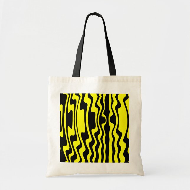 Bolso De Tela Banda ondulada - Negro y Amarillo (Frente)