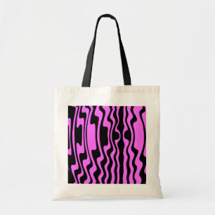 Bolso De Tela Banda ondulada - Negro y Magenta rosa
