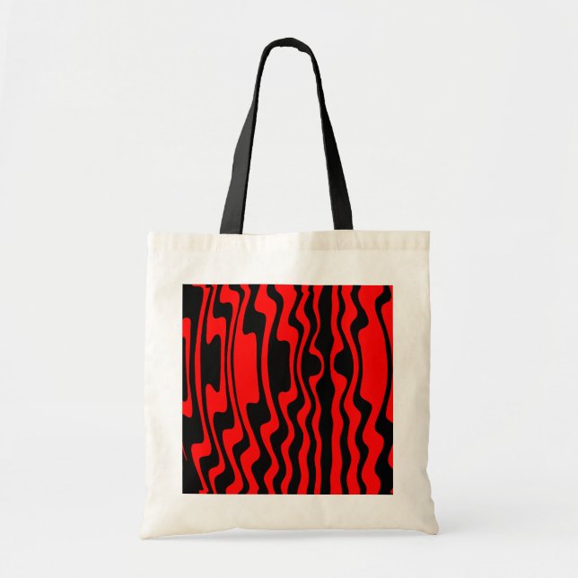 Bolso De Tela Banda ondulada - Negro y Rojo (Frente)