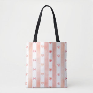 Bolso De Tela Banda rosa y blanca - Corazón, Rosa, Papas