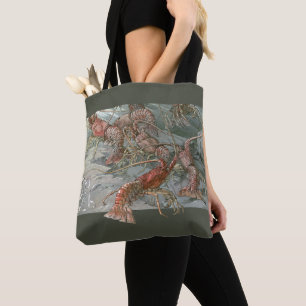 Bolso De Tela Bandada de langostas en el océano, arte vintage Ar