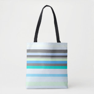 Bolso De Tela Bandas abstractas azules, verdes y grises