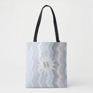 Bolso De Tela Bandas acuáticas color pastel monogramo gris verde