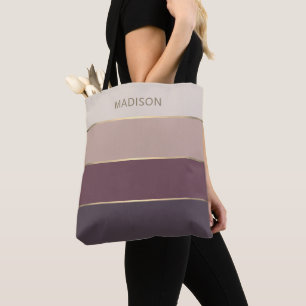 Bolso De Tela Bandas anchas modernas Monograma dorado Nombre