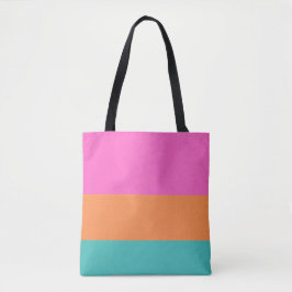 Bolso De Tela Bandas anchas rosas, Naranjas y azules Minimalista