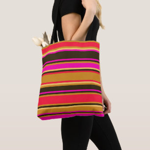 Bolso De Tela Bandas audaces en oro, rojo y magenta para la bols