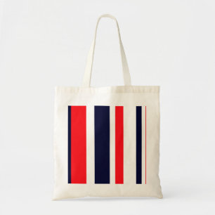 Bolso De Tela Bandas Blanca, Azul Y Roja