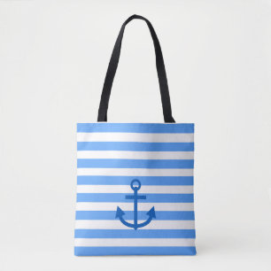 Bolso De Tela Bandas de anclaje Azul y Blanco