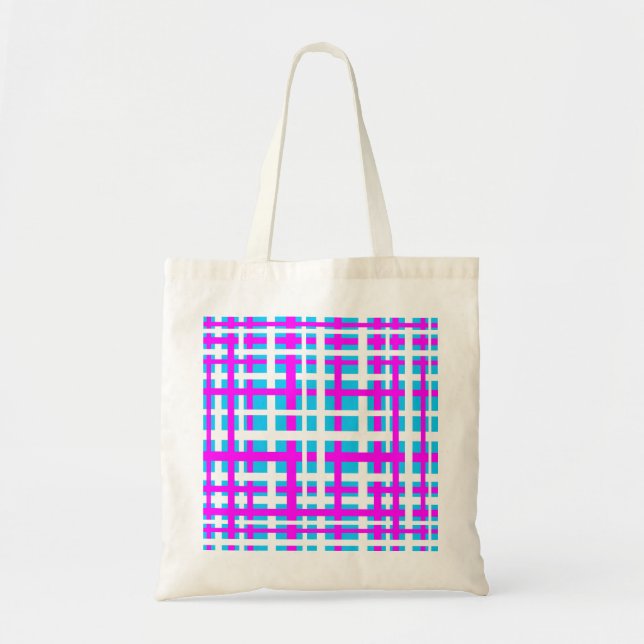 Bolso De Tela Bandas de entrelazado de luz rosa blanca azul (Frente)