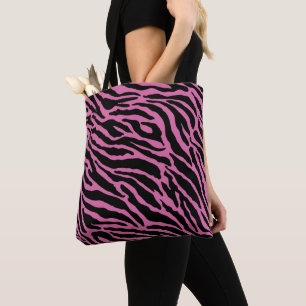 Bolso De Tela Bandas de impresión de animales rosados y negros