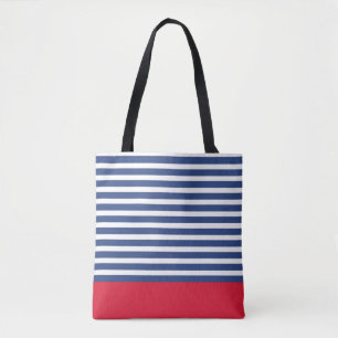 Bolso De Tela Bandas de la Marina Moderna y rojo